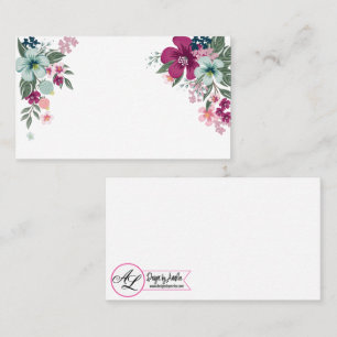 Cartes de la place blanche Fleurs tropicales en bl