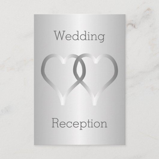 Cartes de la réception de mariage Coeurs d'argent (Devant)