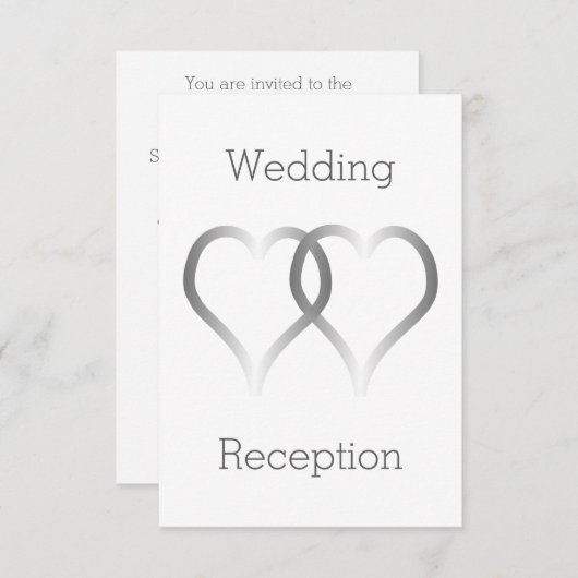 Cartes de la réception de mariage Coeurs d'argent (Devant / Derrière)