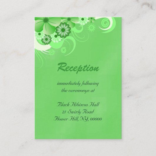 Cartes de la réception du mariage vert foncé (Devant)