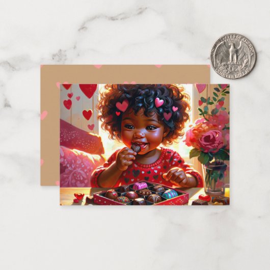Cartes de la Saint-Valentin pour classe afro-améri (Devant/Arrière en situation)