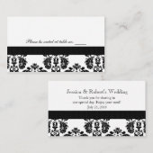 Cartes de la table Mariage damassé noir et blanc (Devant / Derrière)