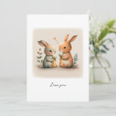 Cartes de Lapin Adorable Tenant des Carottes (Debout devant)