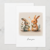 Cartes de Lapin Adorable Tenant des Carottes (Devant / Derrière)