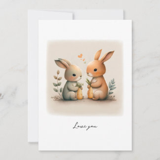 Cartes de Lapin Adorable Tenant des Carottes