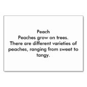 Cartes de lecture des aliments de pêche mûre pour (Dos)