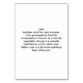 Cartes de lecture personnalisées pour le maïs (Dos)