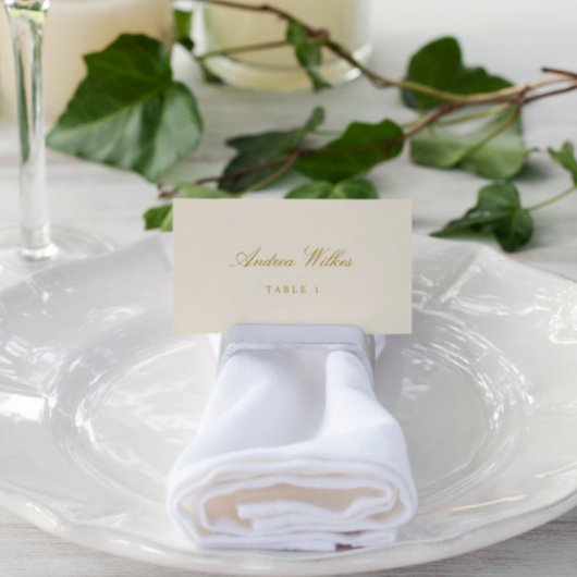 Cartes de lieu de mariage élégantes Crème et Or Pl