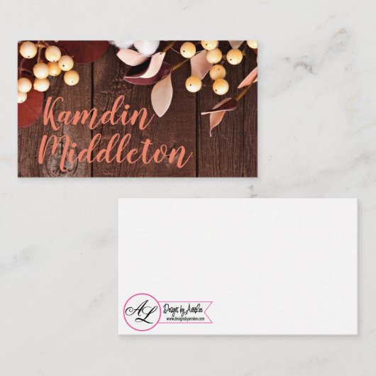 Cartes de lieu personnalisées Branche de coton sur (Devant / Derrière)