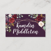 Cartes de lieu personnalisées Plum violet Rose Gol (Devant)