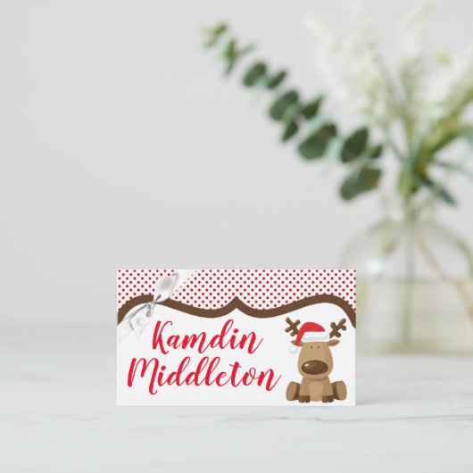 Cartes de lieu personnalisées Reindeer Noël XMAS P (Debout devant)