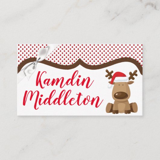 Cartes de lieu personnalisées Reindeer Noël XMAS P (Devant)