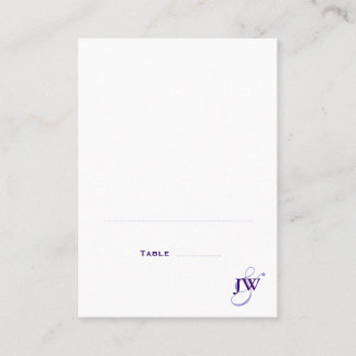 Cartes de lieu pliées de monogramme violet