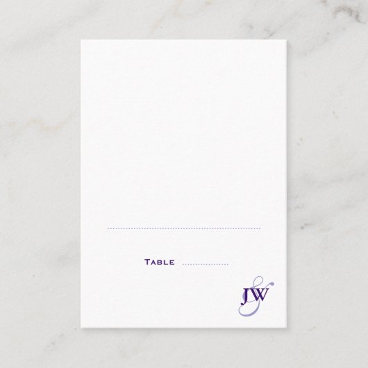 Cartes de lieu pliées de monogramme violet (Devant)