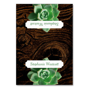 Cartes de lieu Succulentes et Tentées en bois avec