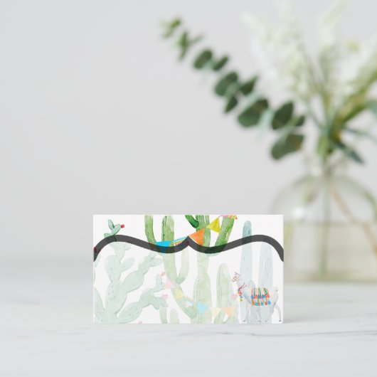 Cartes de lieu vierges Boho Llama Bohemian Cactus  (Debout devant)