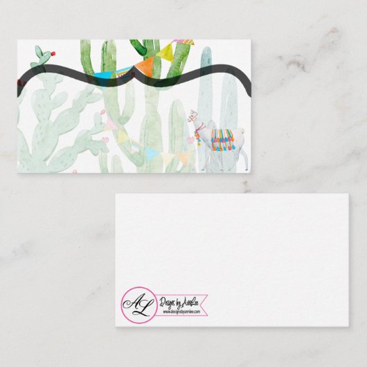 Cartes de lieu vierges Boho Llama Bohemian Cactus  (Devant / Derrière)
