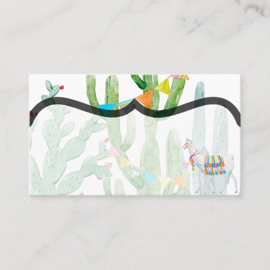 Cartes de lieu vierges Boho Llama Bohemian Cactus  (Devant)