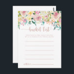 Cartes de liste de Bucket Floral rose Gold Spring<br><div class="desc">Ces cartes roses de seau fleuri au printemps doré sont l'activité idéale pour une réception de mariage rustique ou une douche nuptiale. Le design présente une multitude de pivoines colorées et de feuillage vert, soigneusement groupés en bouquets de charme, inspirant la beauté naturelle. Modifier le libellé pour convenir à tout...</div>