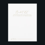 Cartes de liste des Mariages de la calligraphie en<br><div class="desc">Ces cartes de liste de mariage en calligraphie dorée idyllique sont l'activité idéale pour une réception de mariage rustique ou une douche nuptiale. Le design sobre et élégant présente une typographie de script classique et sophistiquée en or. Modifier le libellé pour convenir à tout événement de vie. Le panneau de...</div>