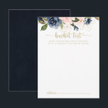 Cartes de liste des Mariages d'or Blush Floral Nav<br><div class="desc">Ces cartes marines floral or mariage bucket list sont l'activité idéale pour une réception de mariage rustique ou une douche nuptiale. Le design se compose de belles peintes à la main bleu foncé, bleu, bleu marine, rose, rousse, fleurs dorées et feuillage vert. Modifier le libellé pour convenir à tout événement...</div>