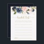 Cartes de liste des seaux en or flush de la Marine<br><div class="desc">Ces cartes de liste de seau en or floral bleu marine sont l'activité idéale pour une réception de mariage rustique ou une douche nuptiale. Le design se compose de belles peintes à la main bleu foncé, bleu, bleu marine, rose, rousse, fleurs dorées et feuillage vert. Modifier le libellé pour convenir...</div>