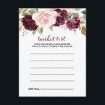 Cartes de liste des seaux floraux bleus verts Bour<br><div class="desc">Ces cartes de liste de seau à fleurs bordeaux vert sont l'activité idéale pour une réception de mariage rustique ou une douche nuptiale. Le design se compose d'élégants bouquets de fleurs dessinés à la main, verts, rousses, violets, rouges et bordeaux, inspirant la beauté naturelle. Le signe Liste de regroupement est...</div>
