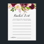 Cartes de liste des seaux Floraux Rustiques Blush<br><div class="desc">Ces cartes rousses bordeaux rustiques à seau floral sont l'activité idéale pour une simple réception de mariage ou une douche nuptiale. Le design est composé de fleurs rose,  rousse,  rouge,  bordeaux et bordeaux à aquarelle avec feuillage vert. Le signe Liste de regroupement est vendu séparément.</div>