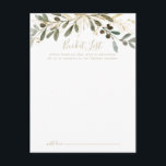 Cartes de liste Mariage de automne Gold Greenery<br><div class="desc">Ces cartes de godets mariage de automne dorées sont l'activité idéale pour une réception de mariage moderne ou une douche nuptiale. Le design présente un charmant feuillage artistique vert et or. Modifier le libellé pour convenir à tout événement de vie. Le panneau de liste de regroupement est vendu séparément.</div>