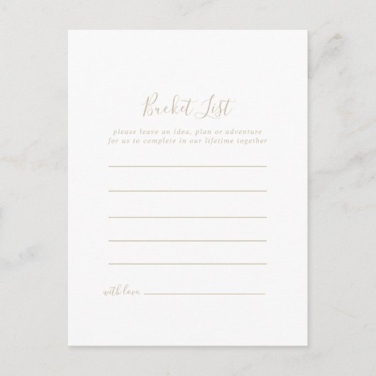 Cartes de liste minimaliste de compartiments d'or (Devant)