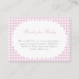 Cartes de livres de douche pour bébé en vichy rose