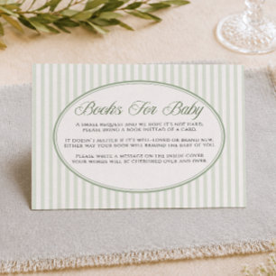 Cartes de livres ovale vert pour bébé
