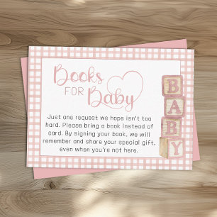 Cartes de livres rose poussiéreux pour bébé à insé