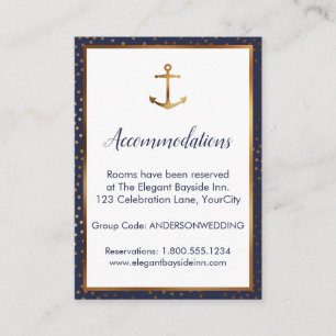 Cartes de Logement de Mariage Confettis Ancre Doré