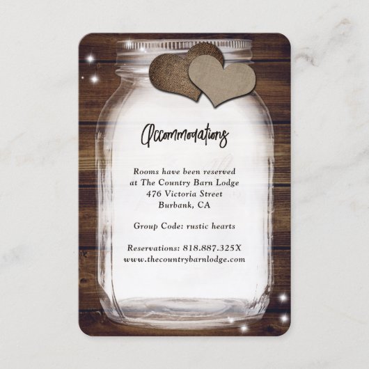 Cartes de logement en bois de grange en pot Mason  (Devant)