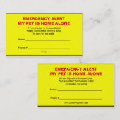 Cartes de maison d'alerte de secours d'animal (Devant / Derrière)
