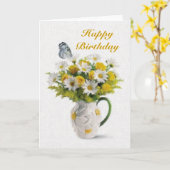 Cartes de marguerites et papillons (Fleur jaune)