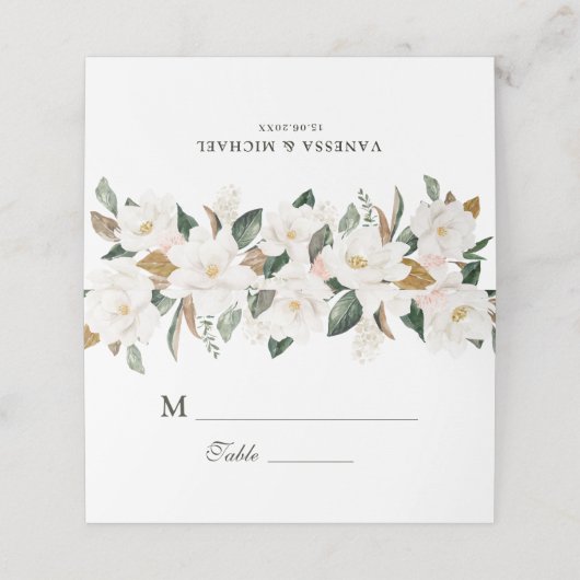 Cartes de mariage à fleurs Magnolia (Extérieur déplié)