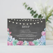 Cartes de mariage à la craie RSVP Rustique Succule (Debout devant)