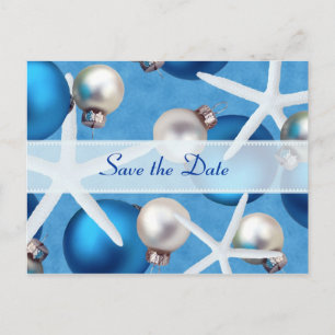 Cartes de mariage à la plage de Noël Bleu pour ann