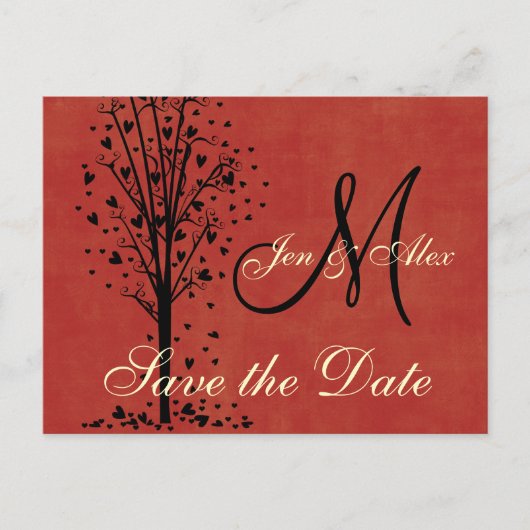 Cartes de mariage à motif de coeur et arbre pour a (Devant)