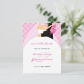 Cartes de mariage à pois roses 'Save the Date' (Debout devant)