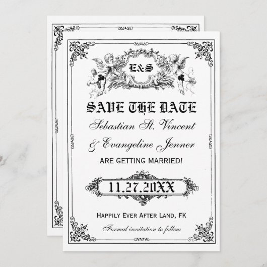 Cartes de mariage à thème de conte de fées pour an (Devant / Derrière)
