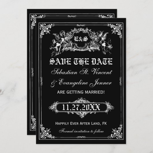 Cartes de mariage à thème de conte de fées pour an (Devant / Derrière)