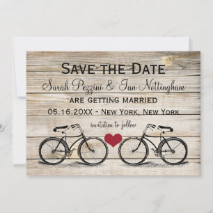 Cartes de mariage à vélo vintage pour annoncer la 