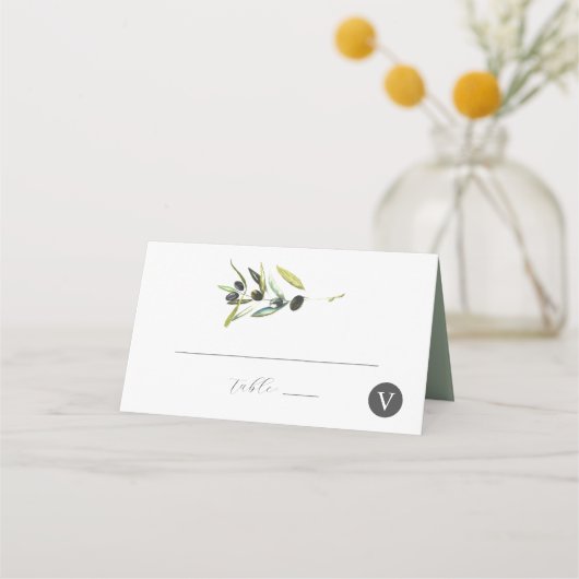 Cartes de mariage Aquarelle Olive Branche (Devant)