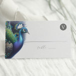 Cartes de mariage Aquarelle Peacock<br><div class="desc">Ces cartes de places mariages avec choix de repas disposent d'un paon aquarelle dans les tons bleu royal, vert et violet. Utilisez les champs modèles pour entrer les noms des mariés et des mariés et le choix initial du repas : (v) vegan, (b) boeuf, (c) poulet et (gf) sans gluten....</div>