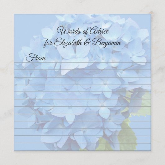 Cartes de mariage arrondies Blue Hydrangea Blank C (Devant)