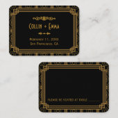 Cartes de Mariage Art Déco Noir (Devant / Derrière)