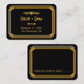 Cartes de Mariage Art Déco Noir et Or (Devant / Derrière)